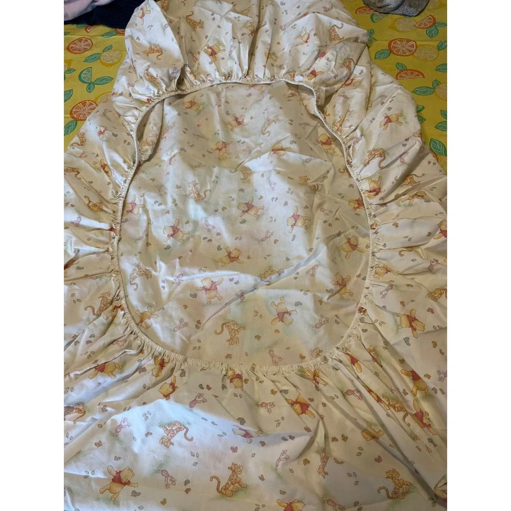 Disney Winnie the Pooh Fitted Crib Sheet Baby One Size Cream Vintage